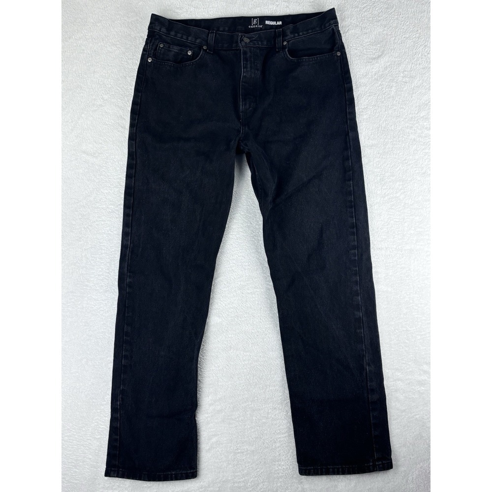 George Jeans Mens Black Straight Leg Mid Rise Jeans Size 36x32‎